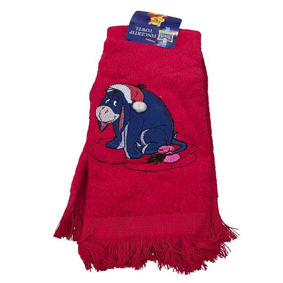 Pooh Fingertip Towels Holiday Eeyore/Red and Piglet/White Bathroom Kitchen - Picture 3 of 4
